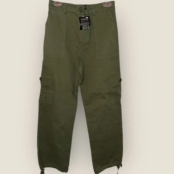 NWT-Lepunuo women's high-waisted, baggy, army green cargo pants - Picture 8 of 11